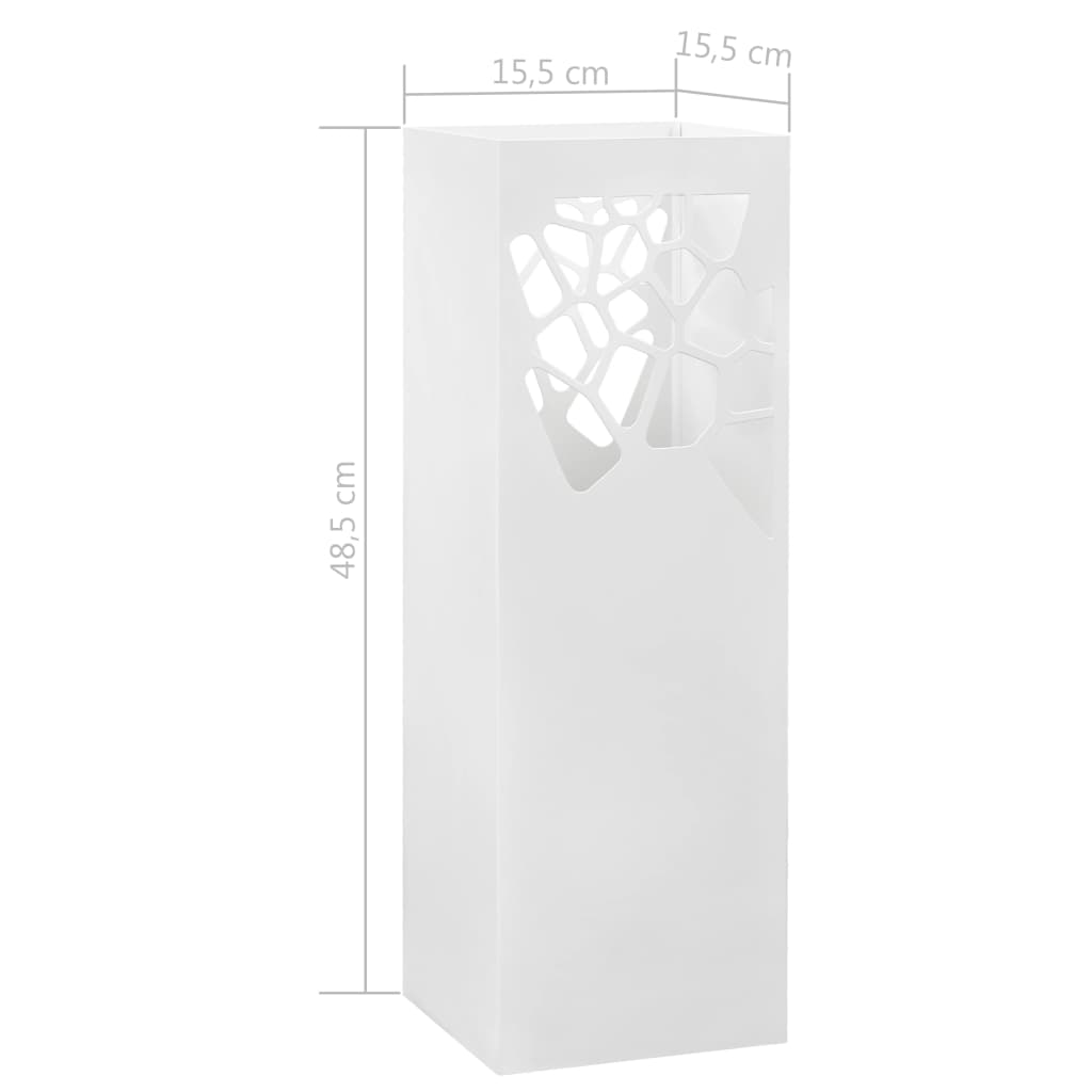 vidaXL Stojak na parasole, design w kamyki, stalowy, biały