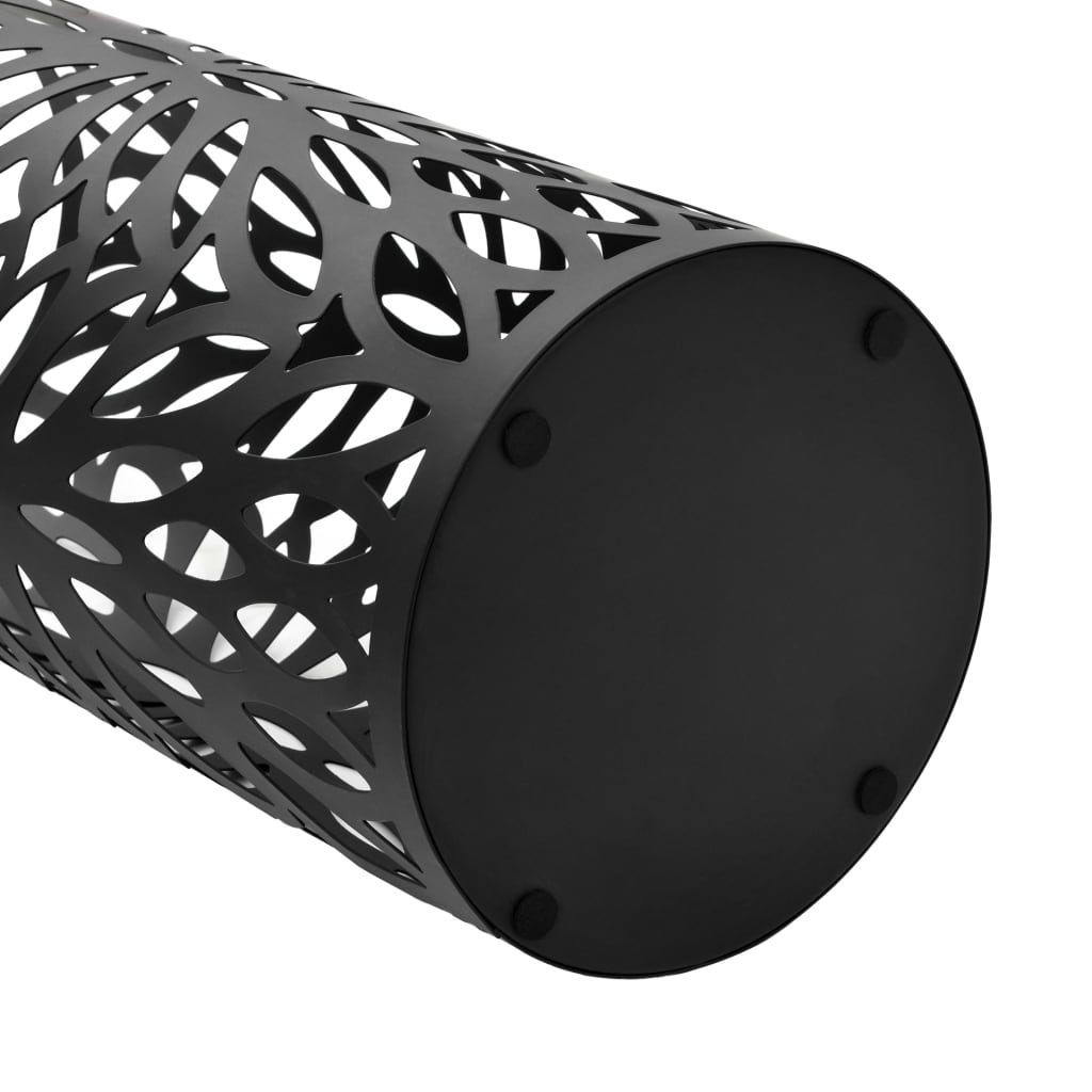 vidaXL Stojak na parasole, design w liście, stalowy, czarny