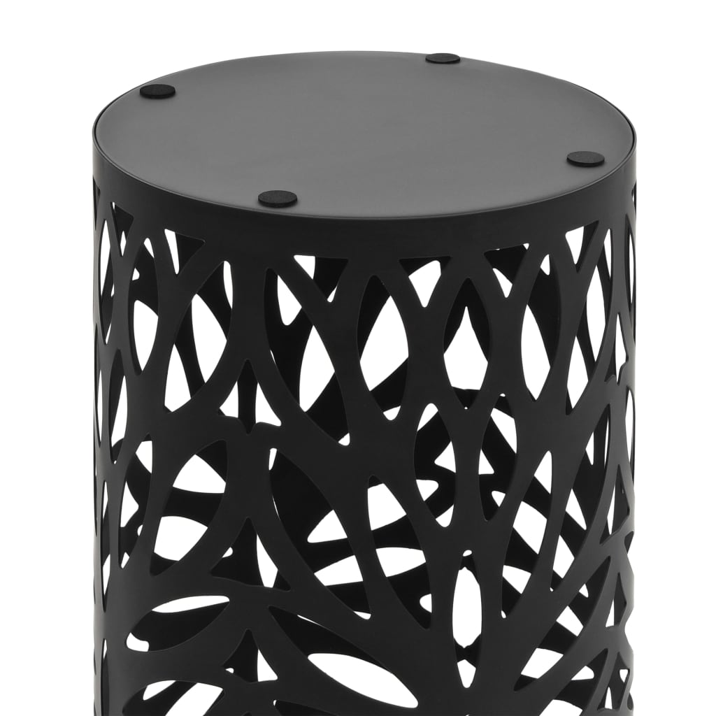 vidaXL Stojak na parasole, design w liście, stalowy, czarny