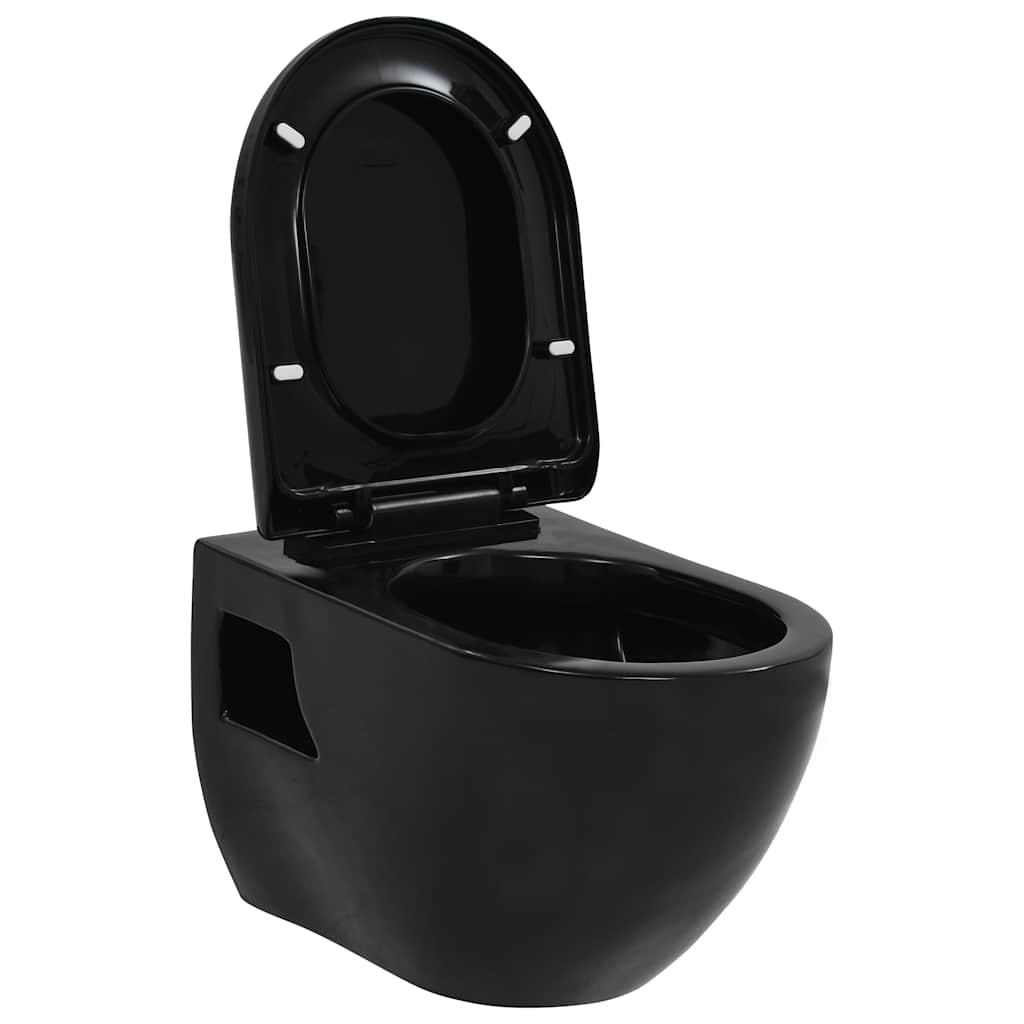 vidaXL Toaleta wisząca, ceramiczna, czarna