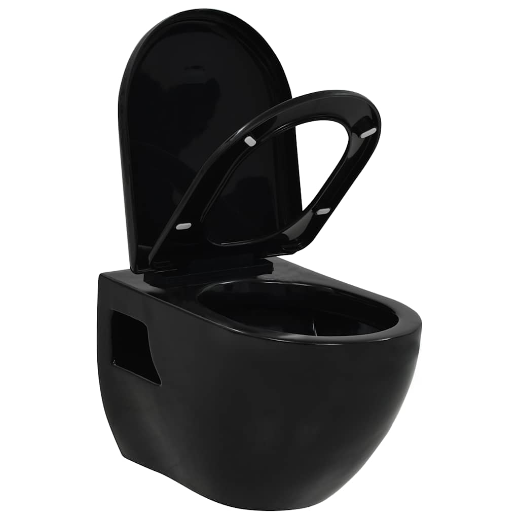 vidaXL Toaleta wisząca, ceramiczna, czarna