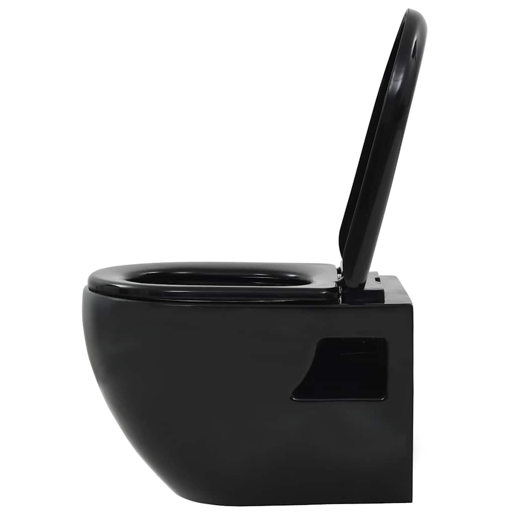 vidaXL Toaleta wisząca, ceramiczna, czarna
