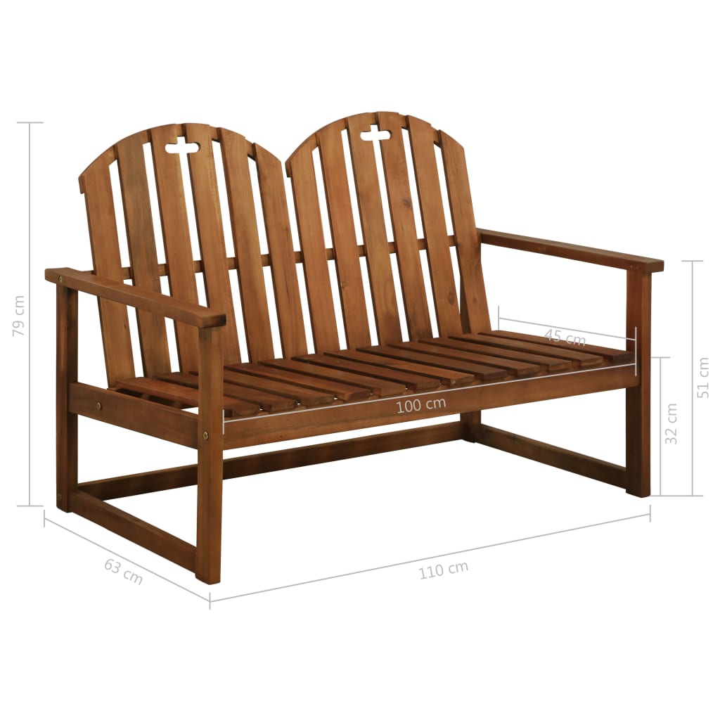 vidaXL Ławka ogrodowa, 110 cm, lite drewno akacjowe