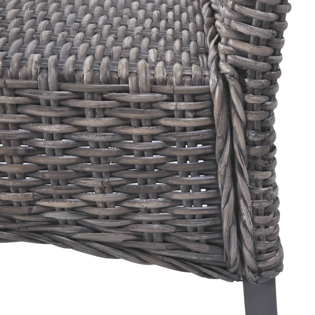 vidaXL Krzesła stołowe, 2 szt., brązowe, rattan Kubu i drewno mahoniowe