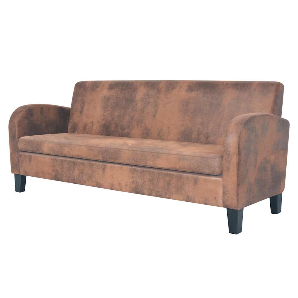 vidaXL Zestaw 2 sof ze sztucznego zamszu, brązowy