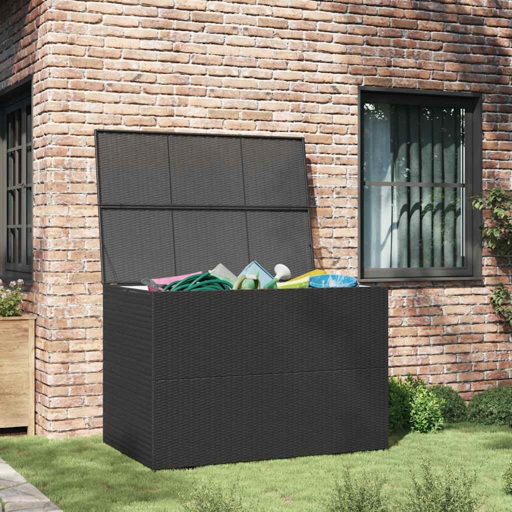 vidaXL Skrzynia ogrodowa, czarna, 150 x 100 x 100 cm, rattan PE