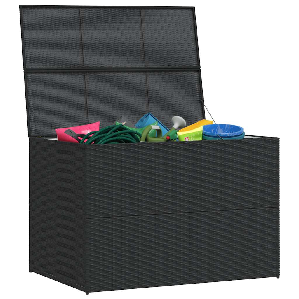 vidaXL Skrzynia ogrodowa, czarna, 150 x 100 x 100 cm, rattan PE