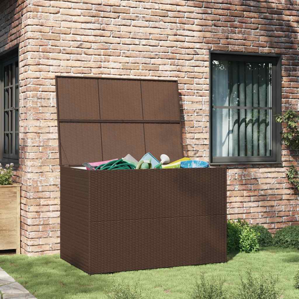 vidaXL Skrzynia ogrodowa, brązowa, 150 x 100 x 100 cm, rattan PE