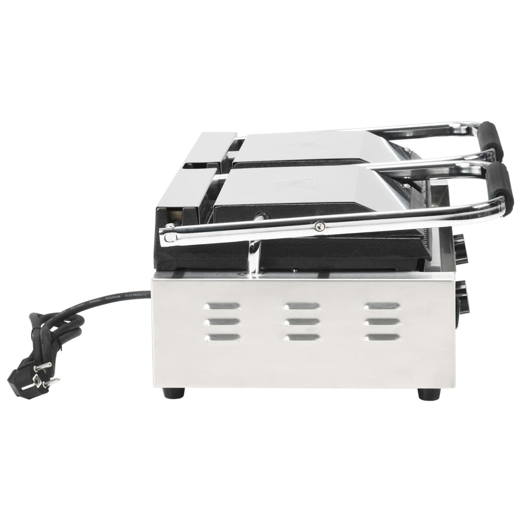 vidaXL Podwójny opiekacz do panini, żebrowany, 3600 W, 57x30,5x20 cm