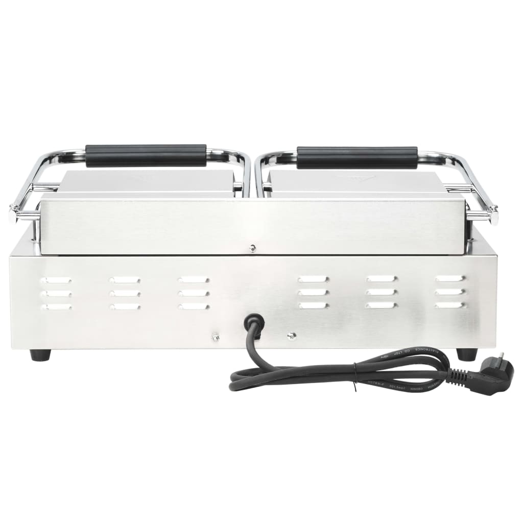 vidaXL Podwójny opiekacz do panini, żebrowany, 3600 W, 57x30,5x20 cm