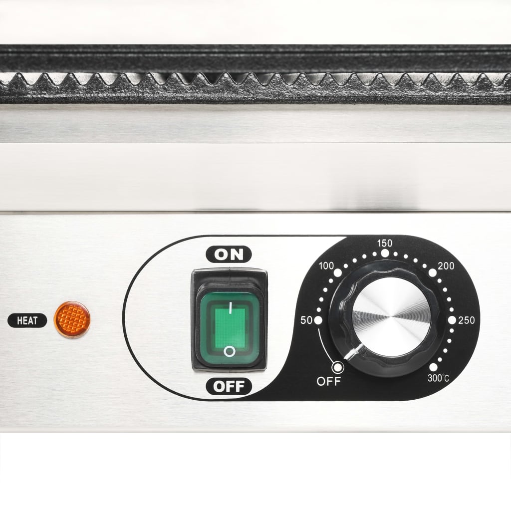 vidaXL Podwójny opiekacz do panini, żebrowany, 3600 W, 57x30,5x20 cm