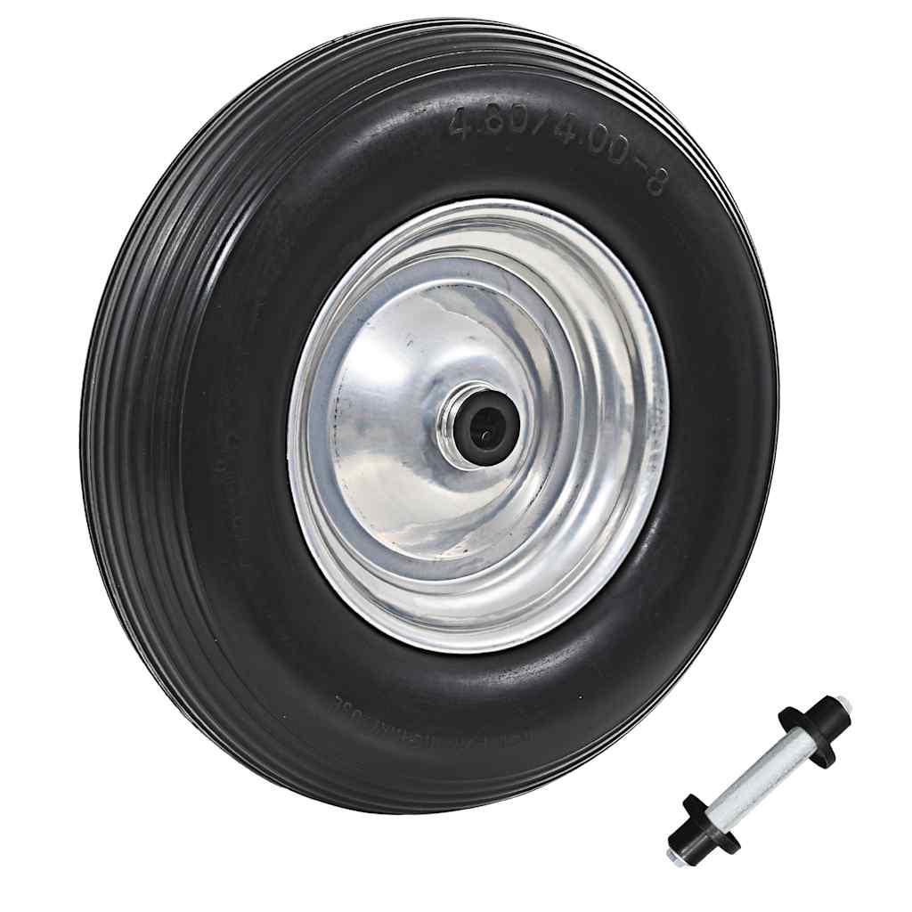 vidaXL Koło do taczki z osią, pełne, poliuretan, 4.00-8, 390 mm