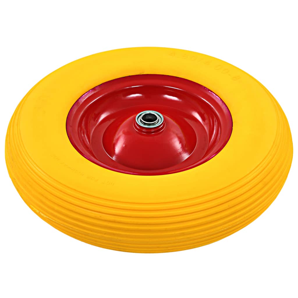 vidaXL Koło do taczki z osią, pełne, poliuretan, 4.00-8, 390 mm