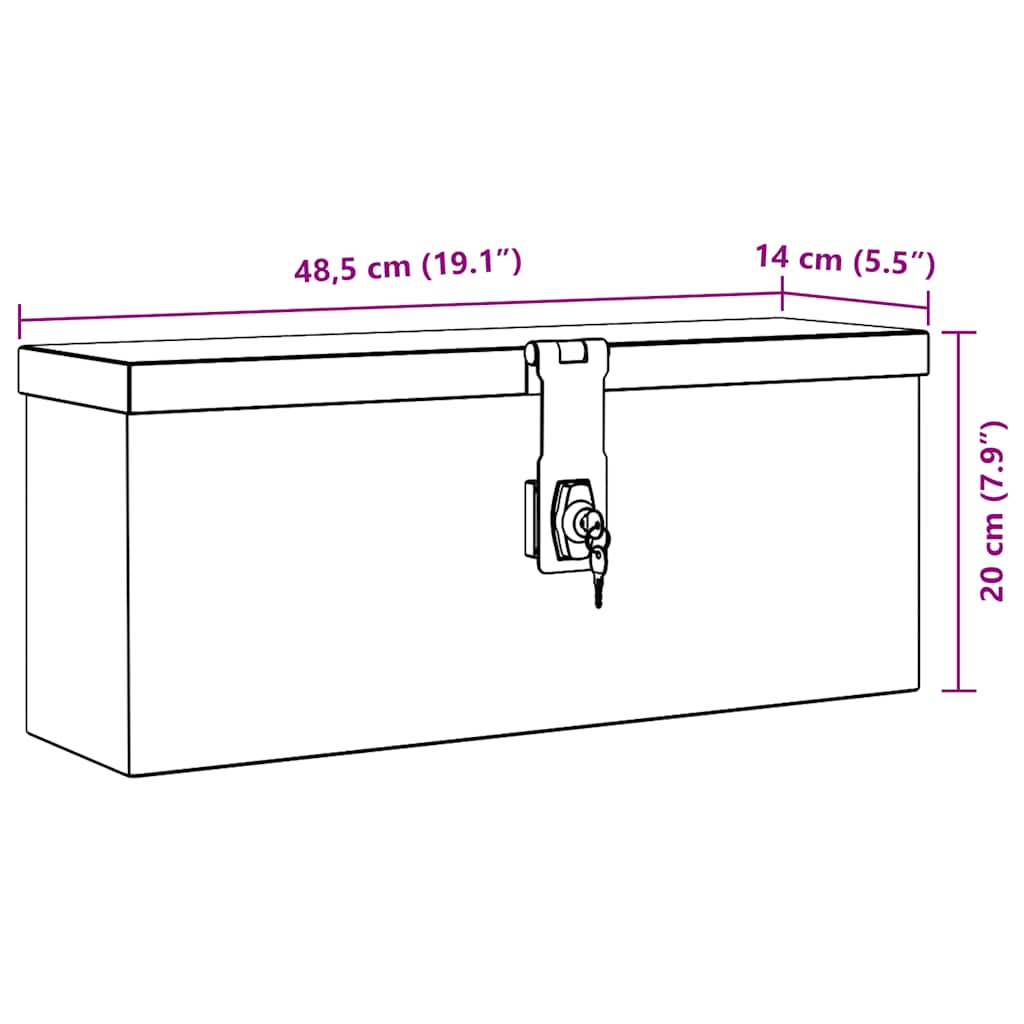 vidaXL Aluminiowa skrzynia, 48,5 x 14 x 20 cm, srebrna