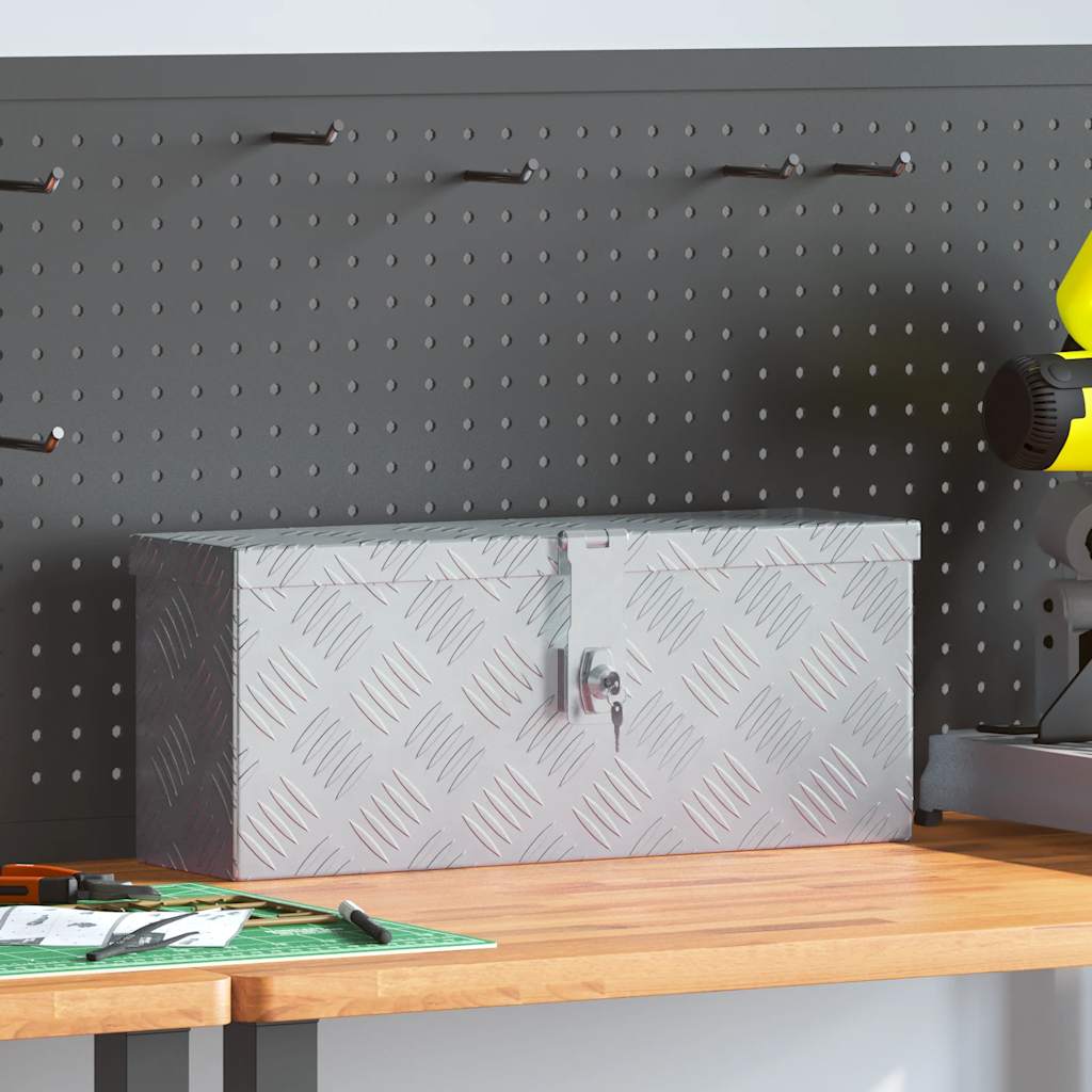 vidaXL Aluminiowa skrzynia, 48,5 x 14 x 20 cm, srebrna