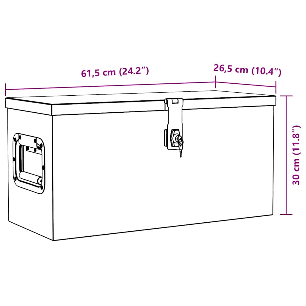 vidaXL Aluminiowa skrzynia, 61,5 x 26,5 x 30 cm, srebrna