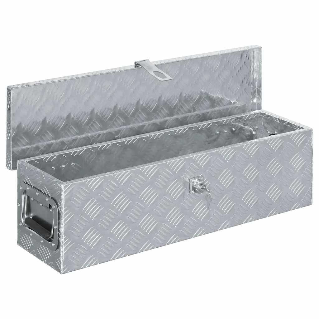vidaXL Aluminiowa skrzynia, 80,5 x 22 x 22 cm, srebrna