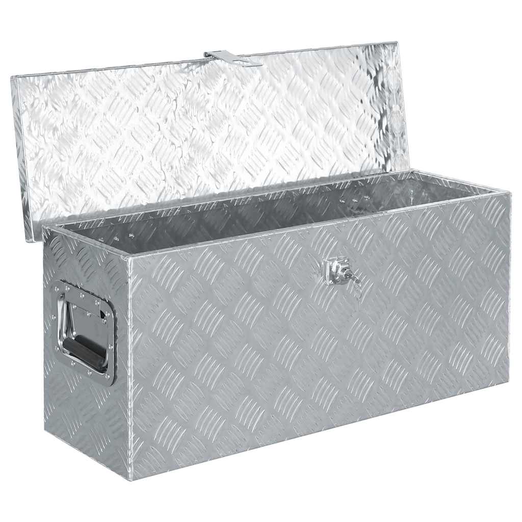 vidaXL Aluminiowa skrzynia, 76,5 x 26,5 x 33 cm, srebrna