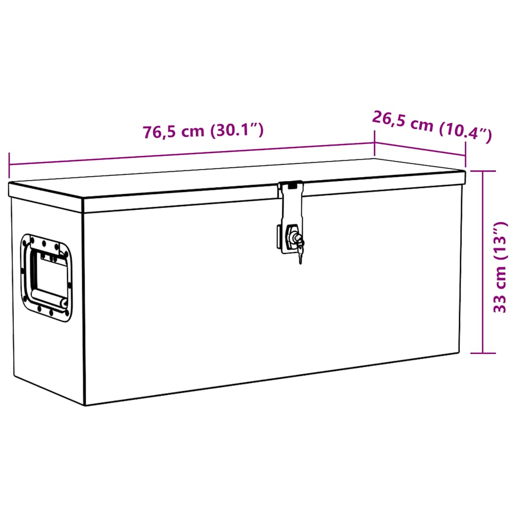 vidaXL Aluminiowa skrzynia, 76,5 x 26,5 x 33 cm, srebrna