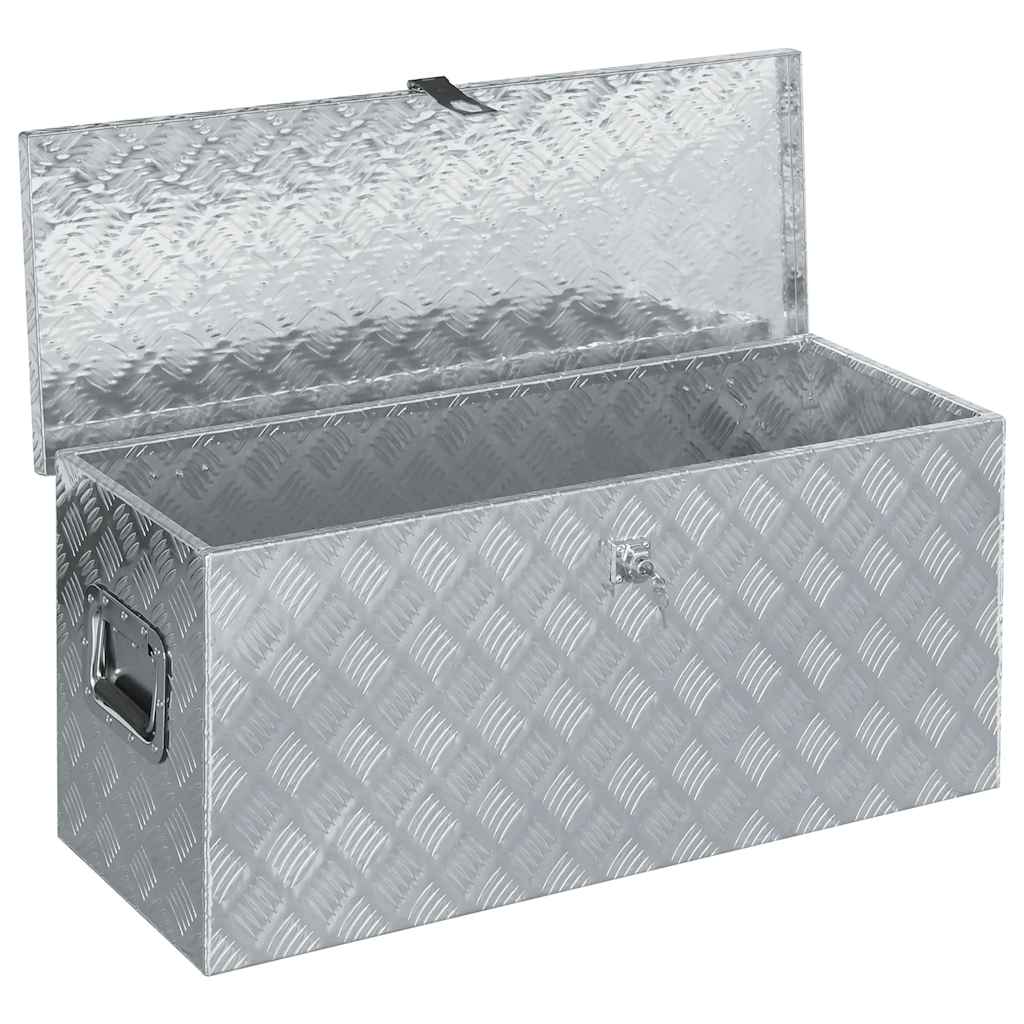 vidaXL Aluminiowa skrzynia, 90,5 x 35 x 40 cm, srebrna