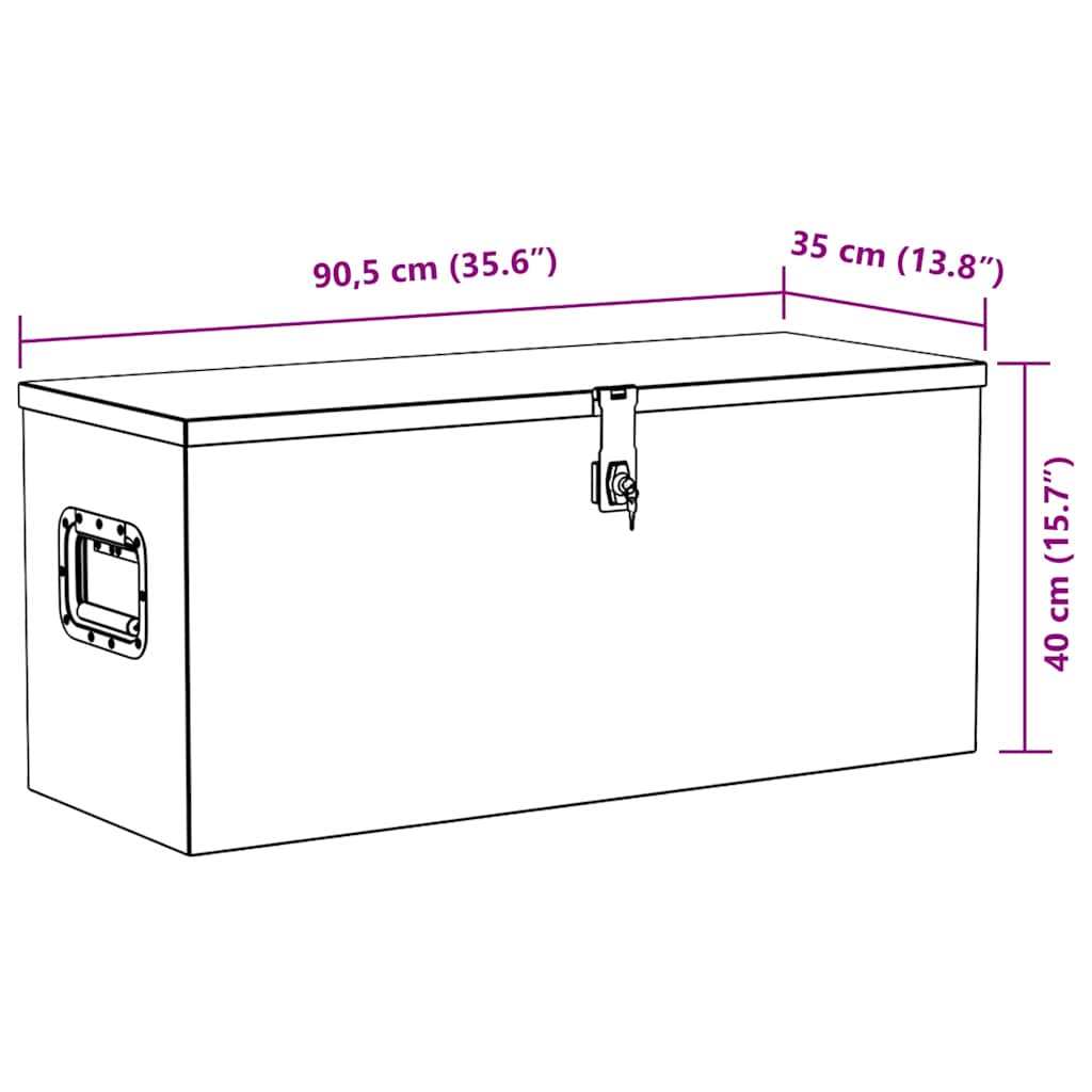 vidaXL Aluminiowa skrzynia, 90,5 x 35 x 40 cm, srebrna