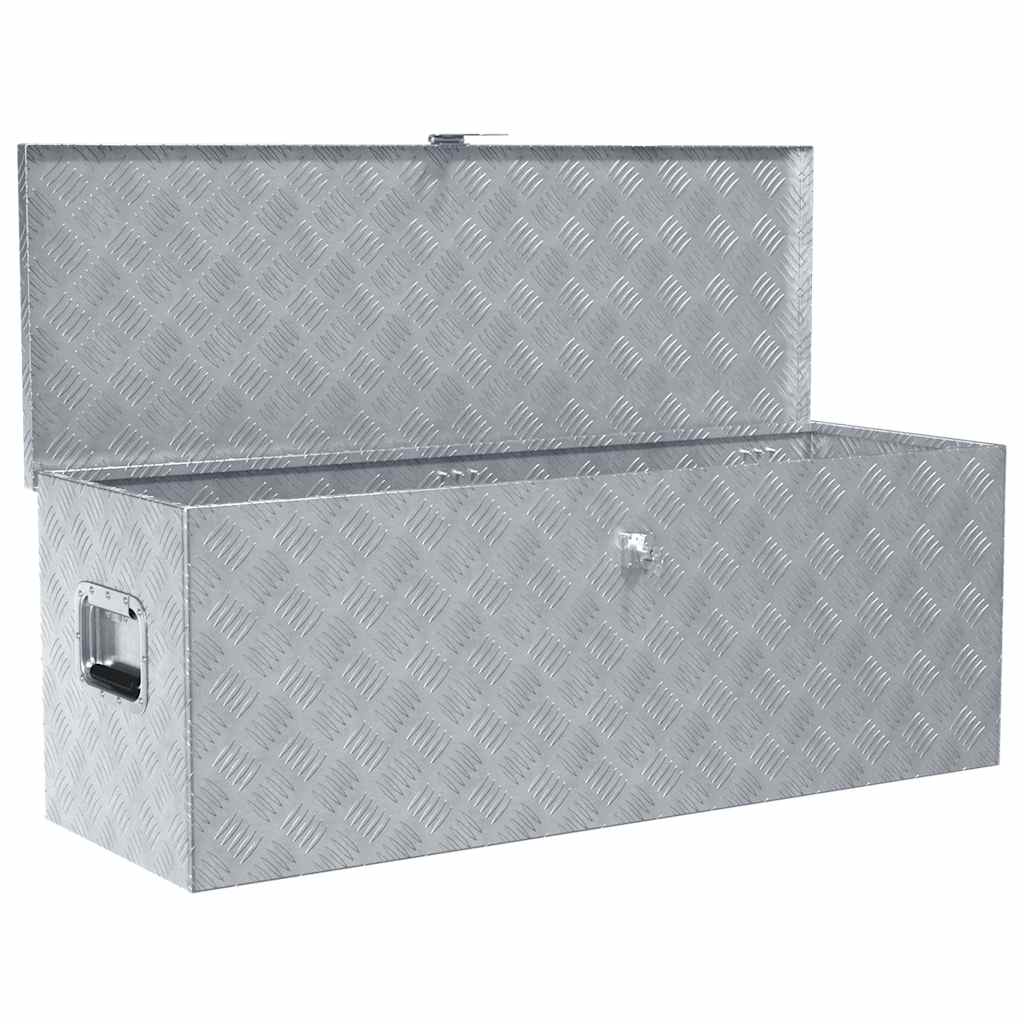 vidaXL Aluminiowa skrzynia, 110,5 x 38,5 x 40 cm, srebrna