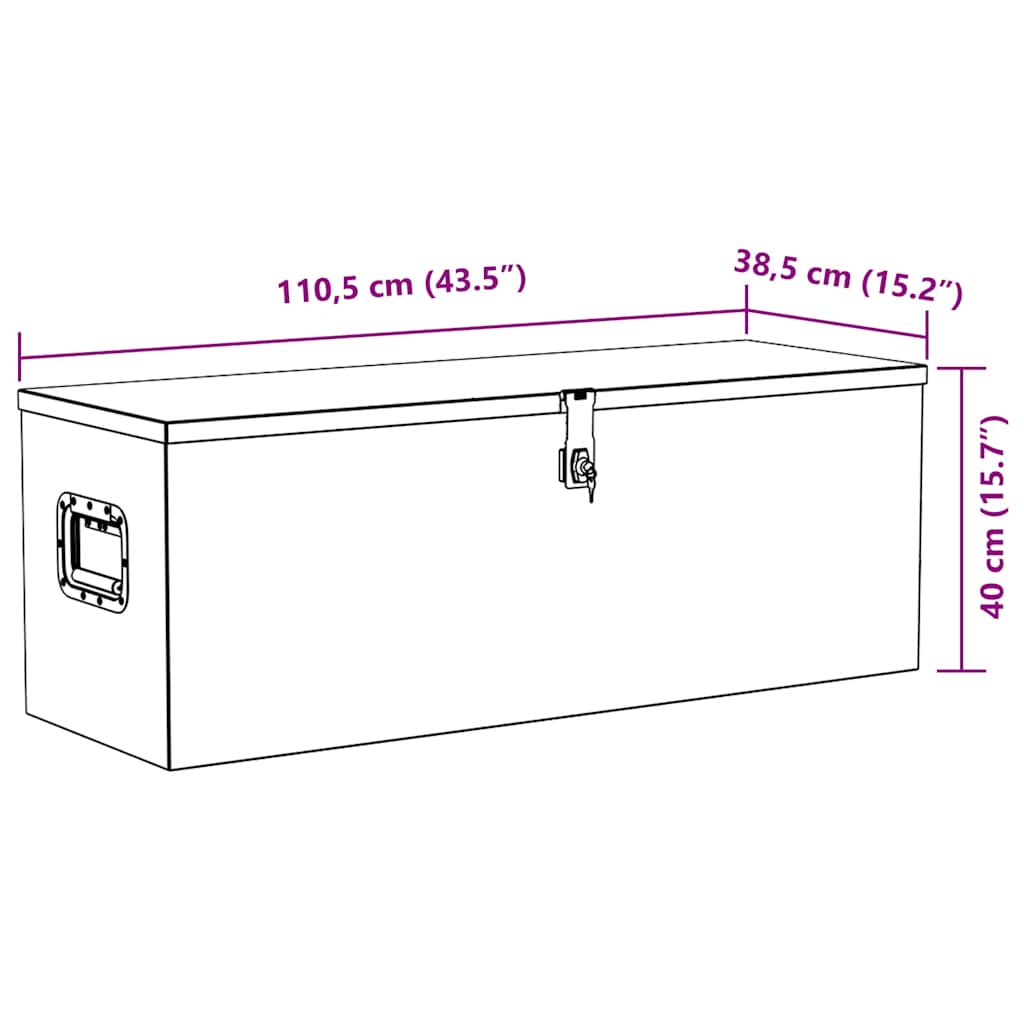 vidaXL Aluminiowa skrzynia, 110,5 x 38,5 x 40 cm, srebrna