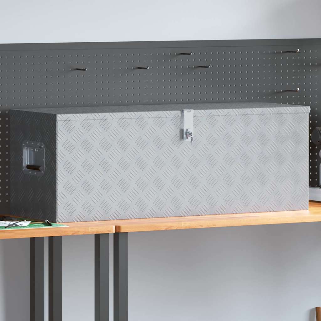 vidaXL Aluminiowa skrzynia, 110,5 x 38,5 x 40 cm, srebrna