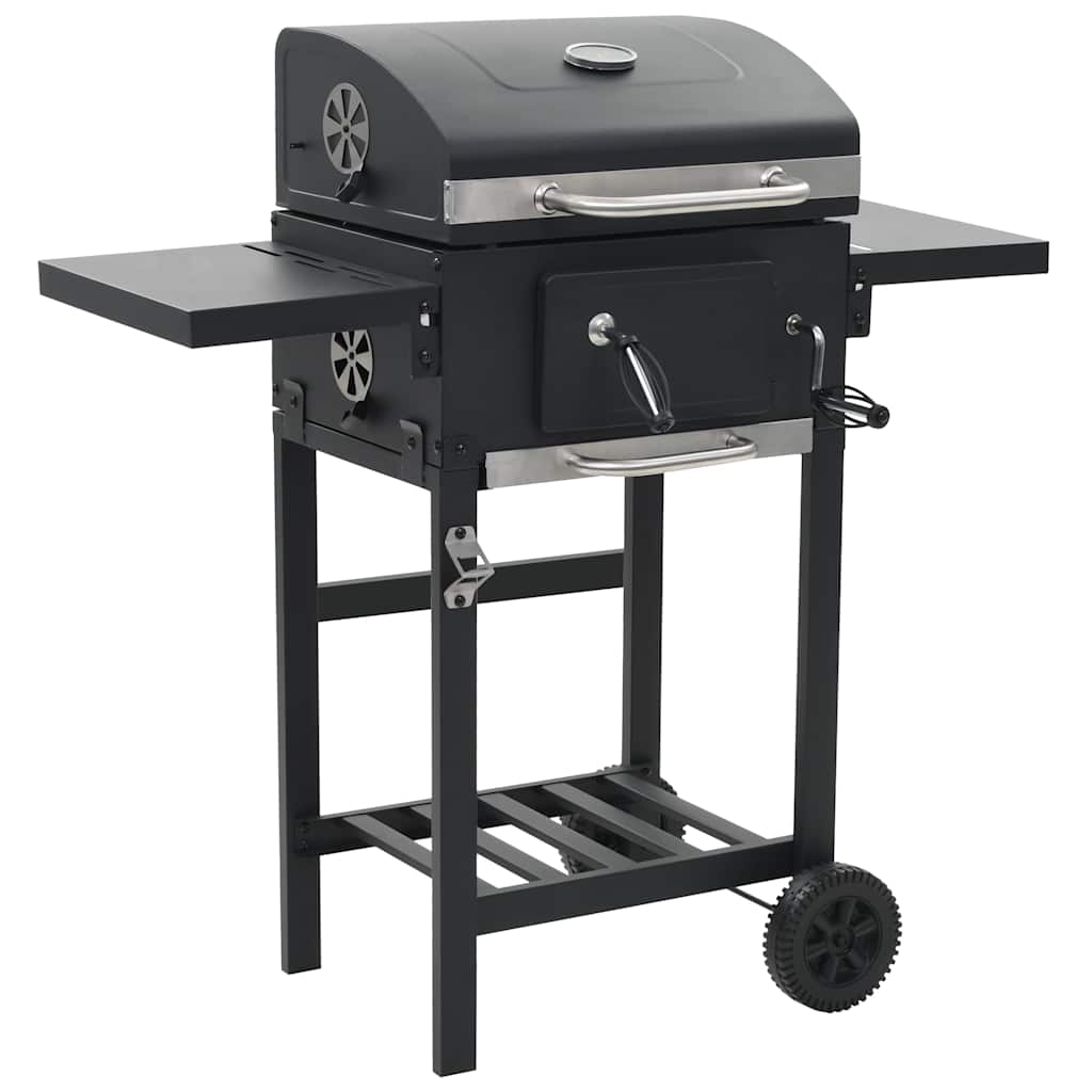 vidaXL Grill węglowy z dolną półką, czarny