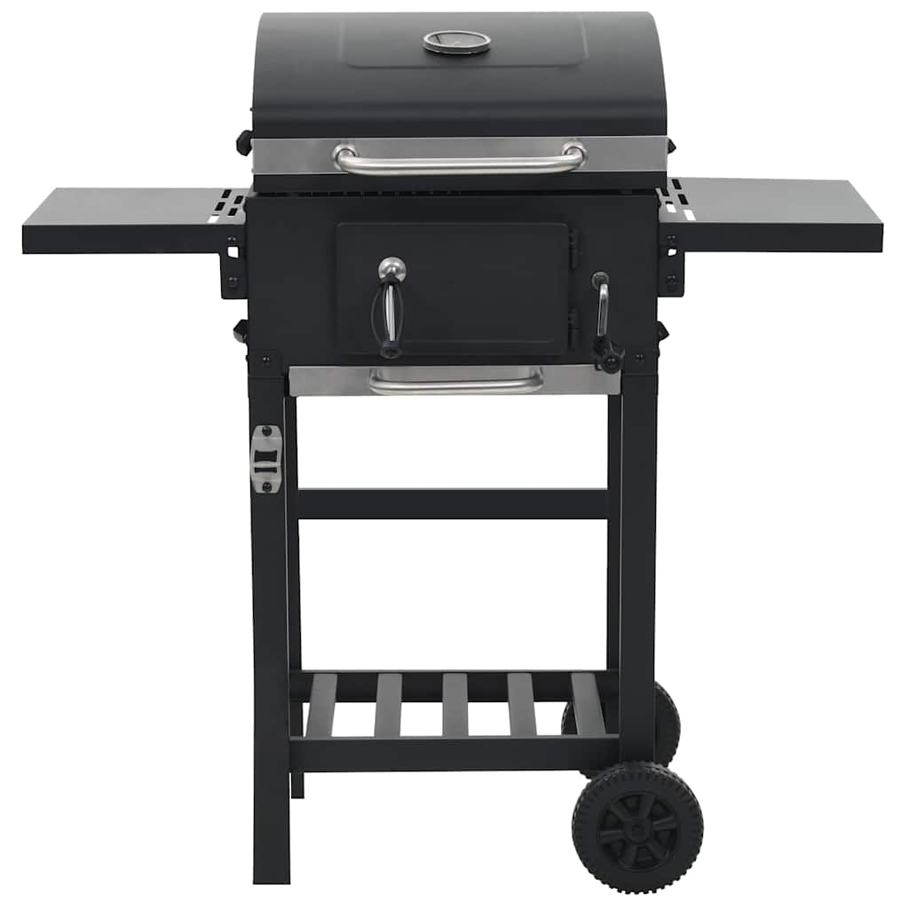 vidaXL Grill węglowy z dolną półką, czarny