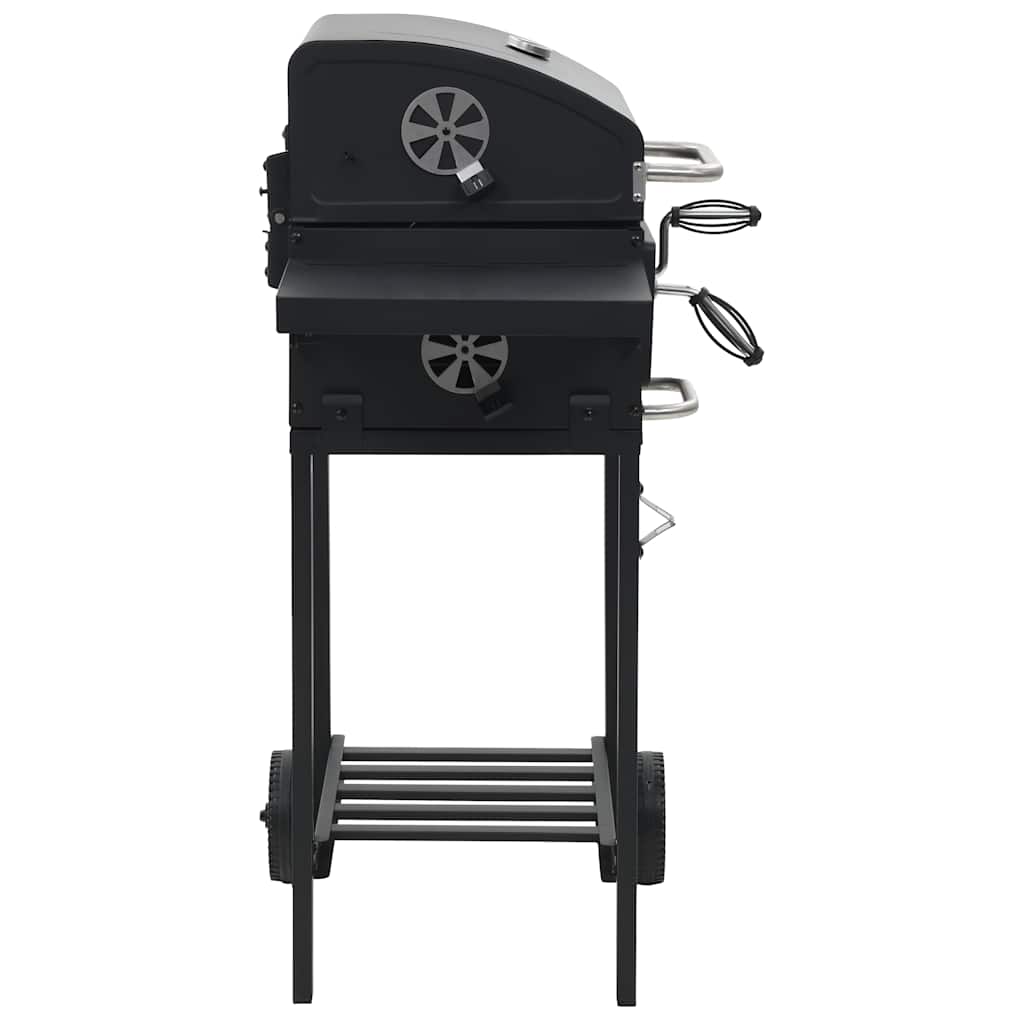 vidaXL Grill węglowy z dolną półką, czarny