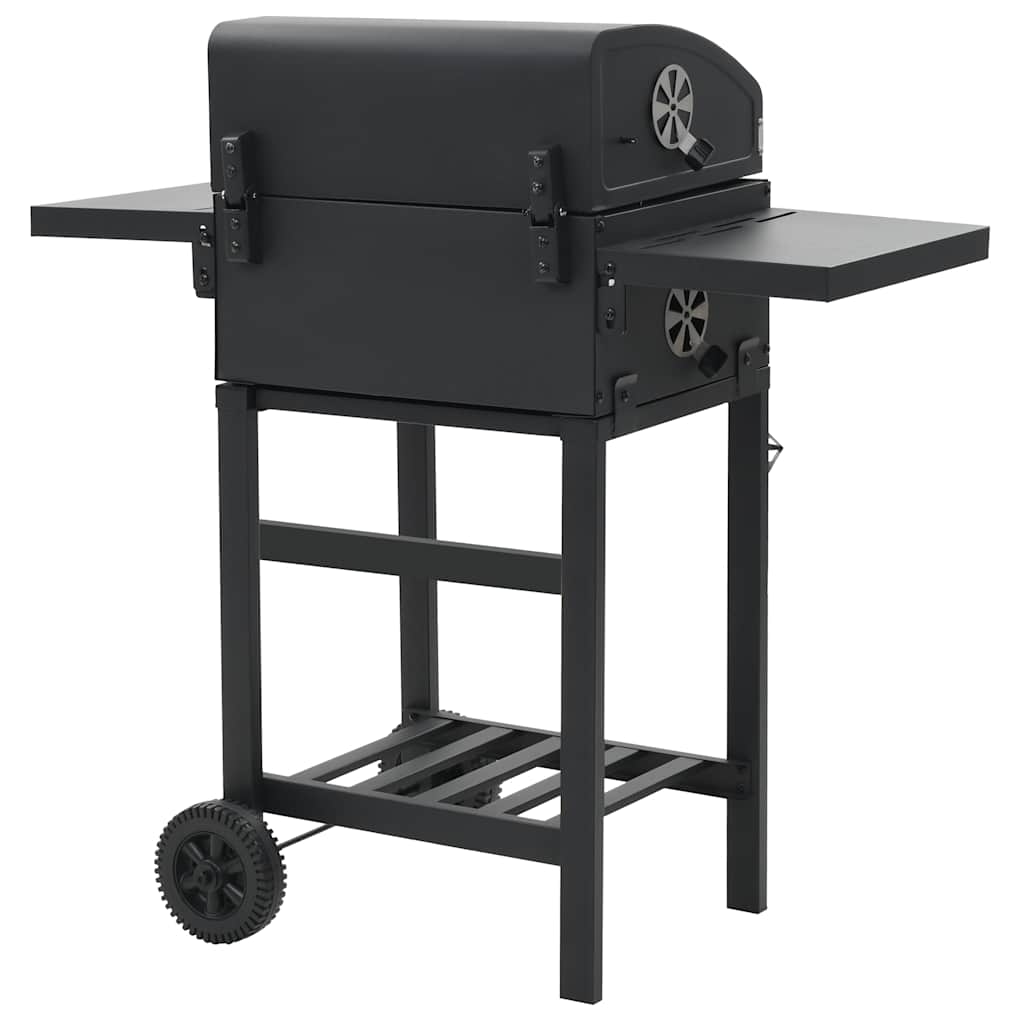 vidaXL Grill węglowy z dolną półką, czarny
