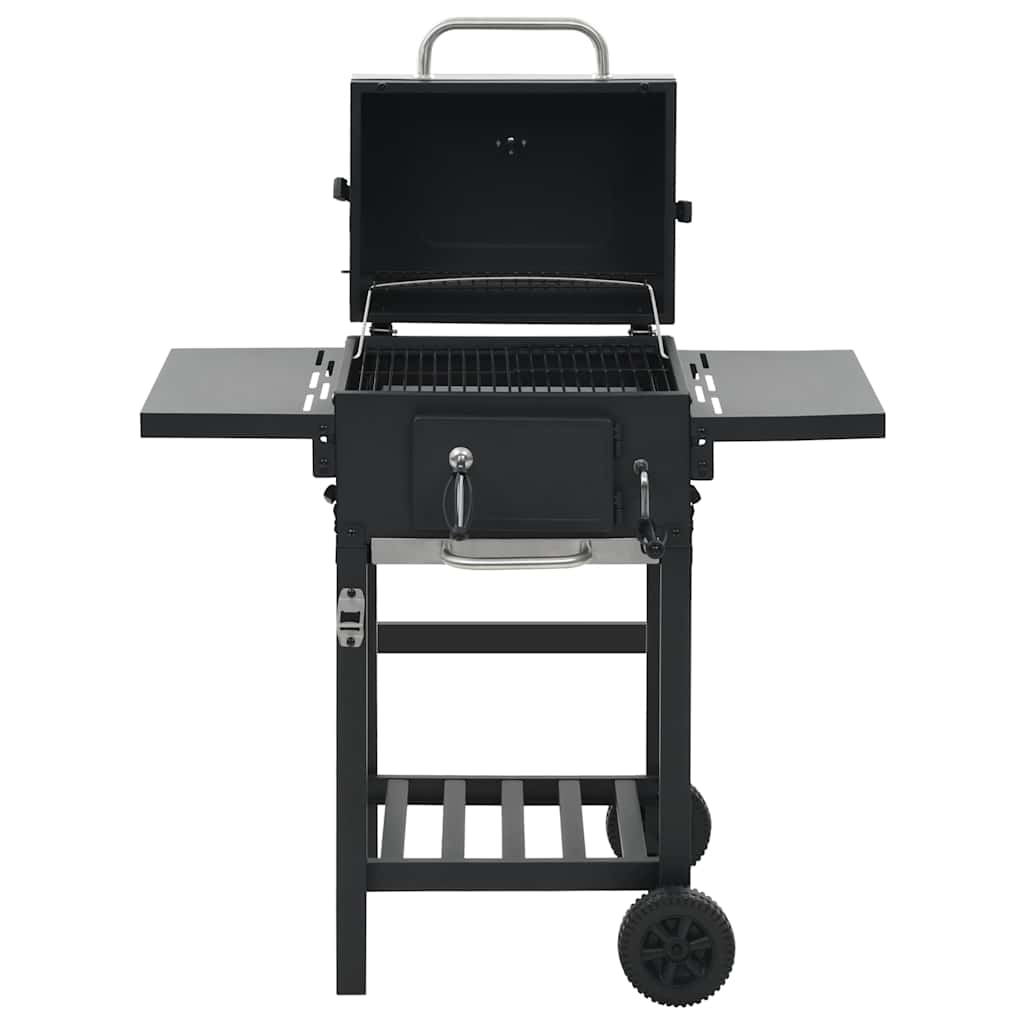 vidaXL Grill węglowy z dolną półką, czarny