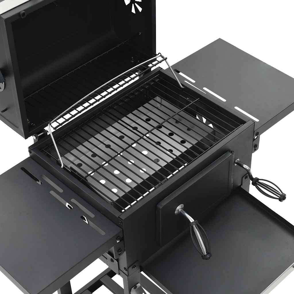 vidaXL Grill węglowy z dolną półką, czarny