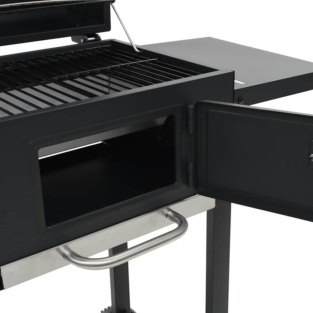 vidaXL Grill węglowy z dolną półką, czarny