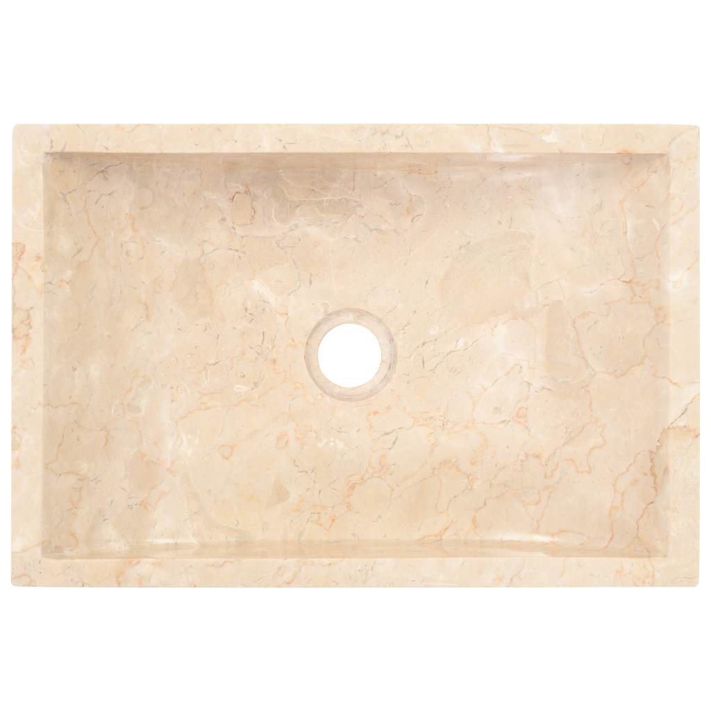 vidaXL Umywalka, 45x30x12 cm, marmurowa, kremowa na wysoki połysk