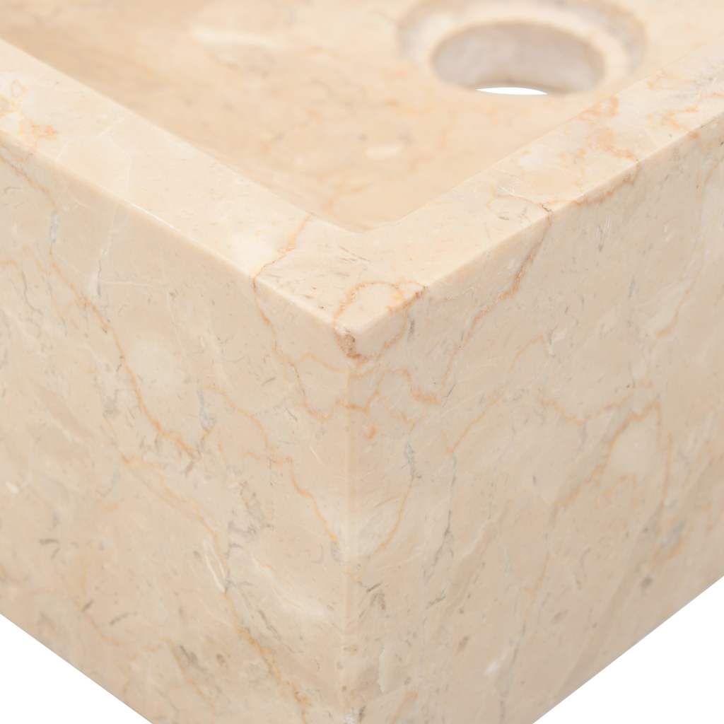 vidaXL Umywalka, 45x30x12 cm, marmurowa, kremowa na wysoki połysk