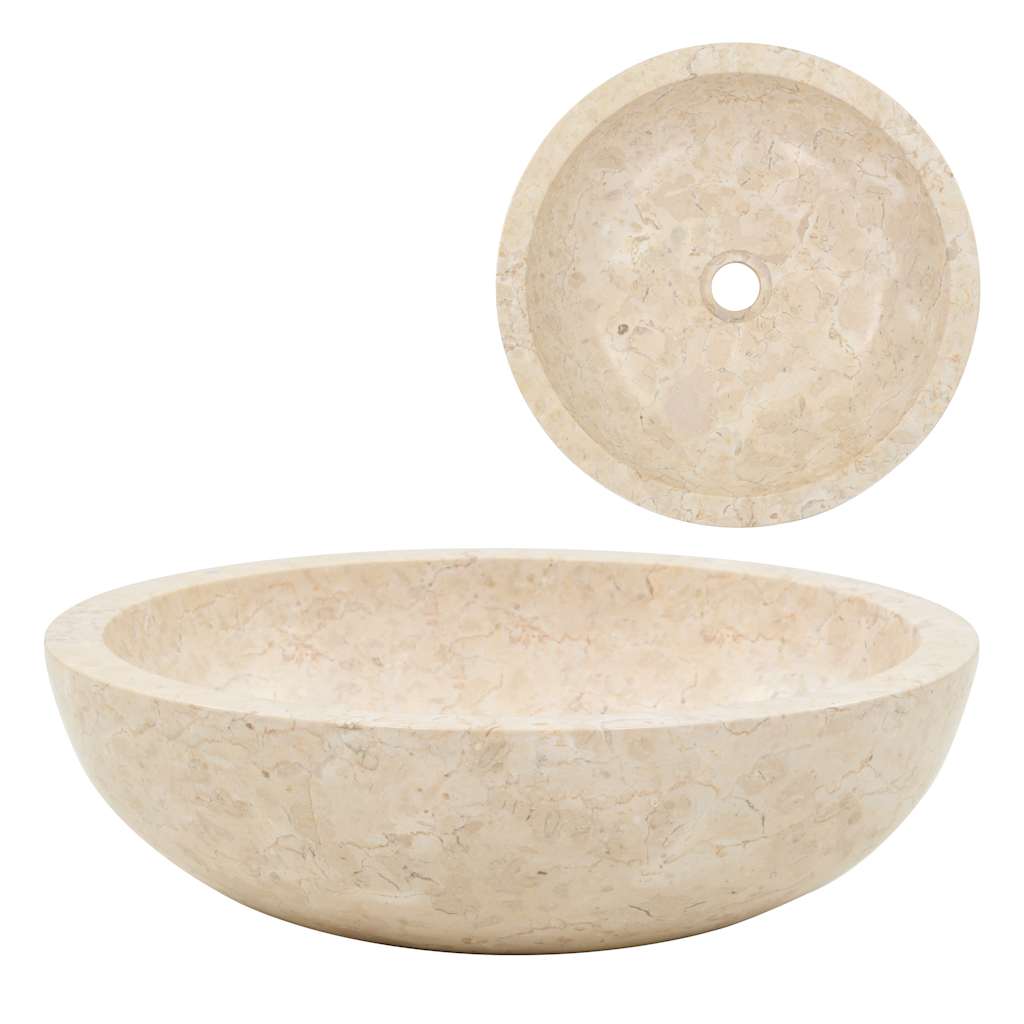 vidaXL Umywalka, 40 x 12 cm, marmurowa, kremowa