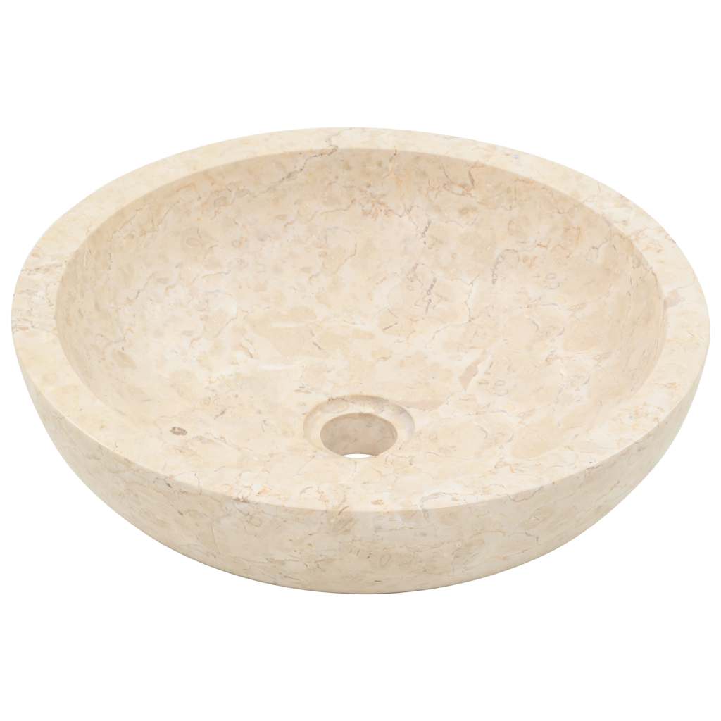 vidaXL Umywalka, 40 x 12 cm, marmurowa, kremowa