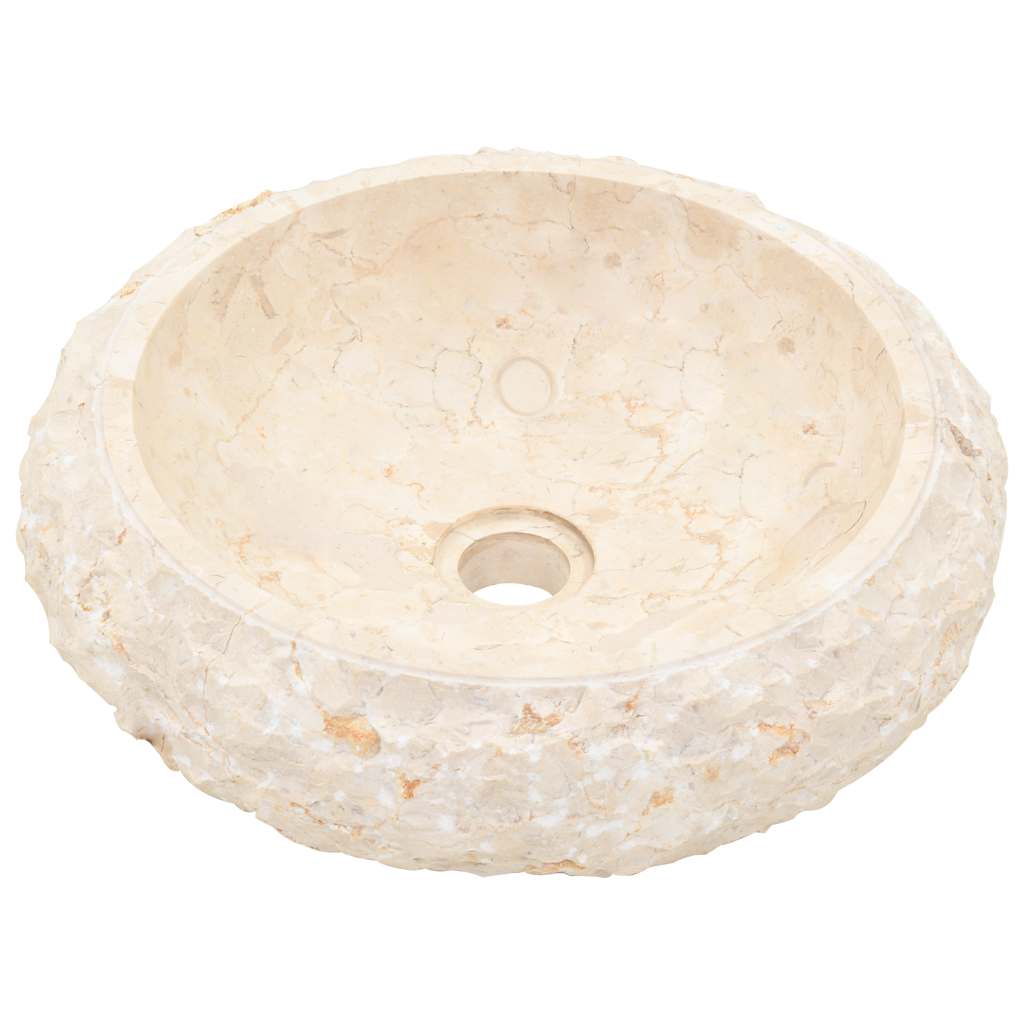 vidaXL Umywalka, 40 x 12 cm, marmurowa, kremowa