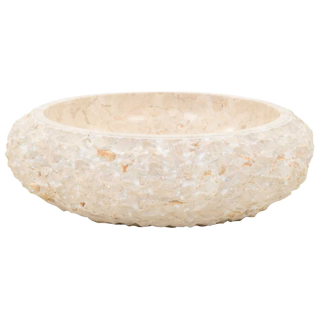 vidaXL Umywalka, 40 x 12 cm, marmurowa, kremowa