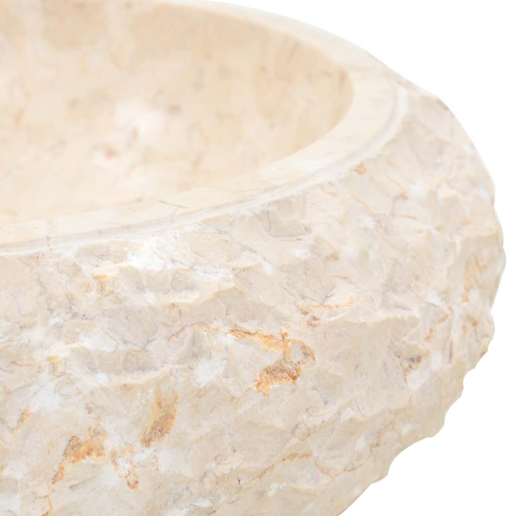 vidaXL Umywalka, 40 x 12 cm, marmurowa, kremowa