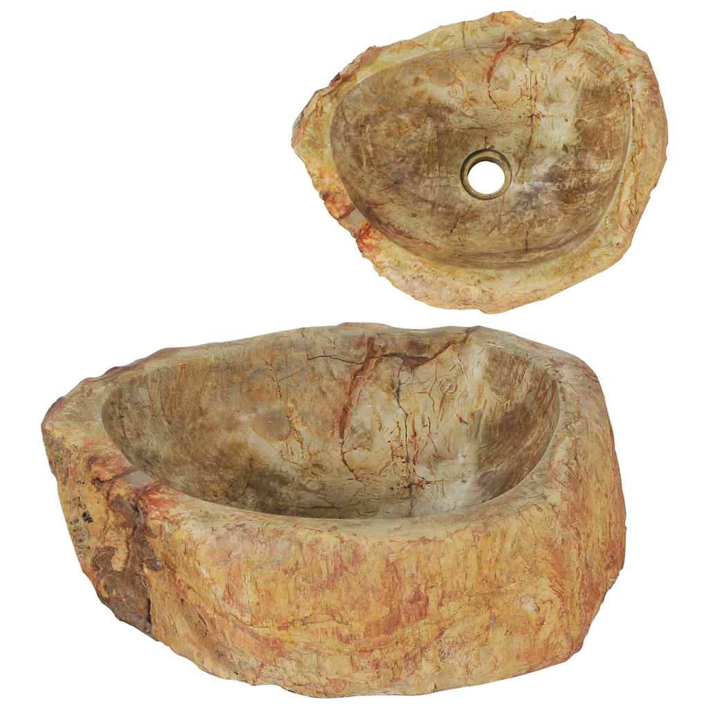 vidaXL Umywalka, 45 x 35 x 15 cm, skamieniałe drewno, kremowa