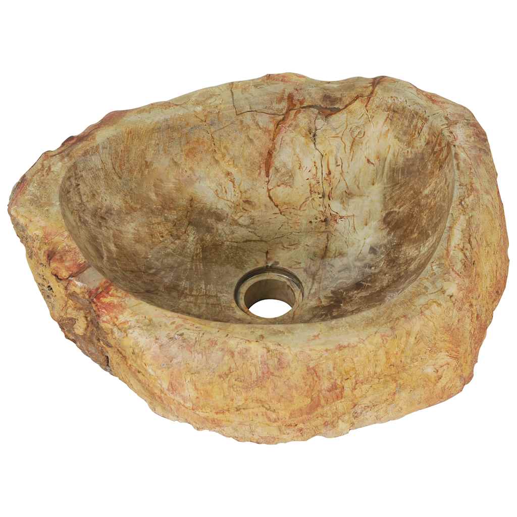 vidaXL Umywalka, 45 x 35 x 15 cm, skamieniałe drewno, kremowa