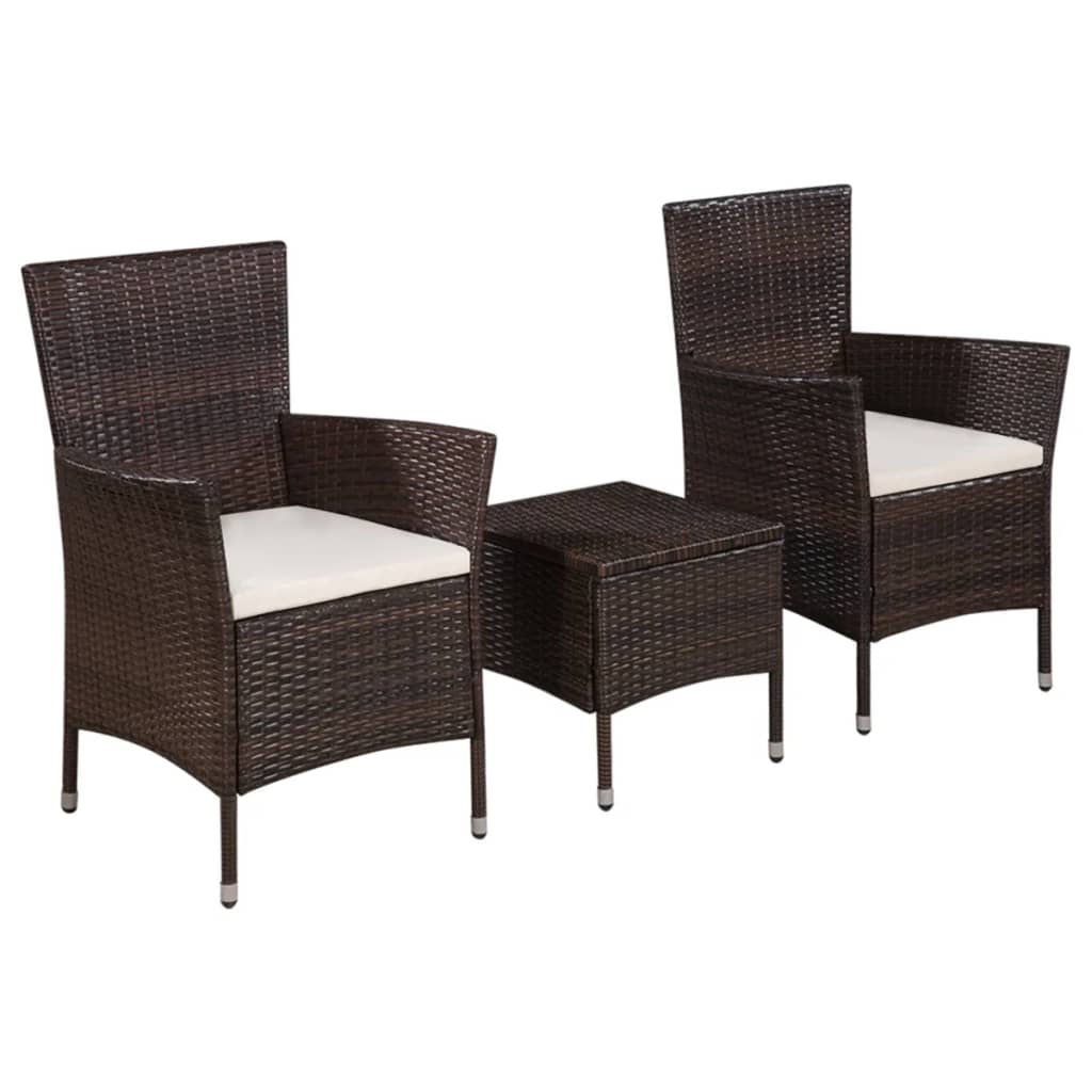 vidaXL 3-cz. zestaw mebli bistro, rattan PE, brązowy