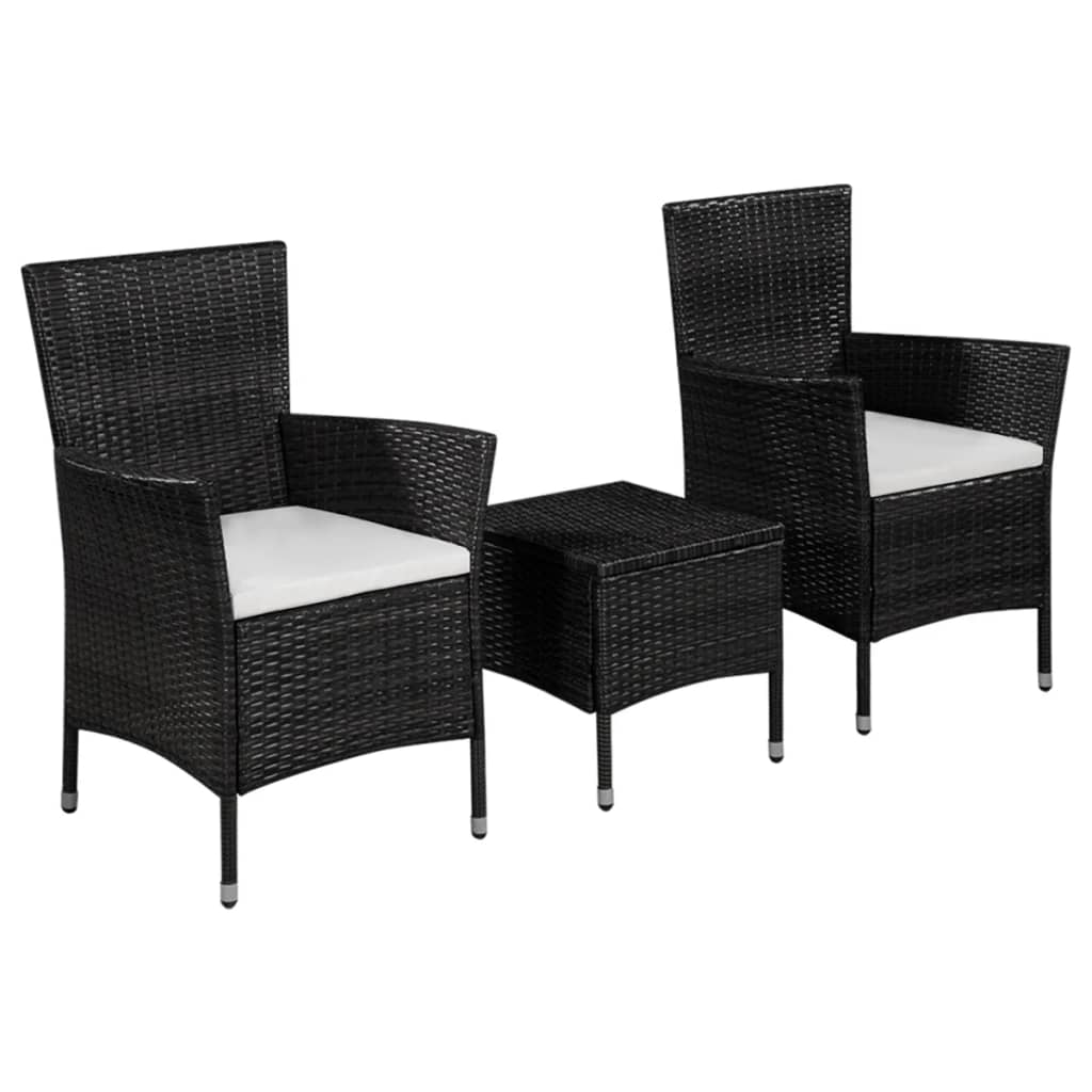 vidaXL 3-cz. zestaw mebli bistro, rattan PE, czarny