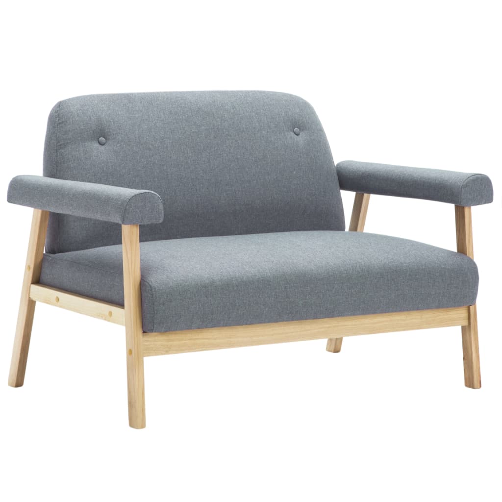 vidaXL Sofa 2-osobowa tapicerowana tkaniną, jasnoszara
