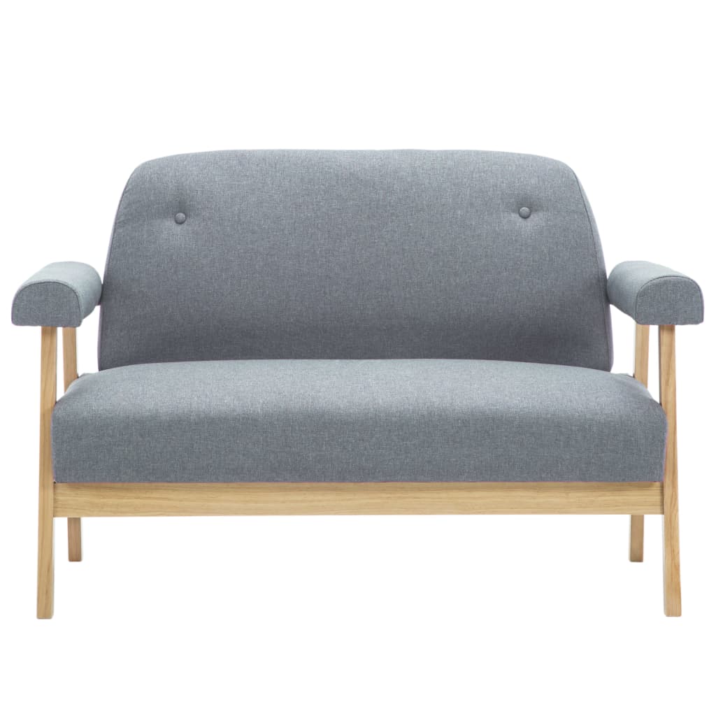 vidaXL Sofa 2-osobowa tapicerowana tkaniną, jasnoszara