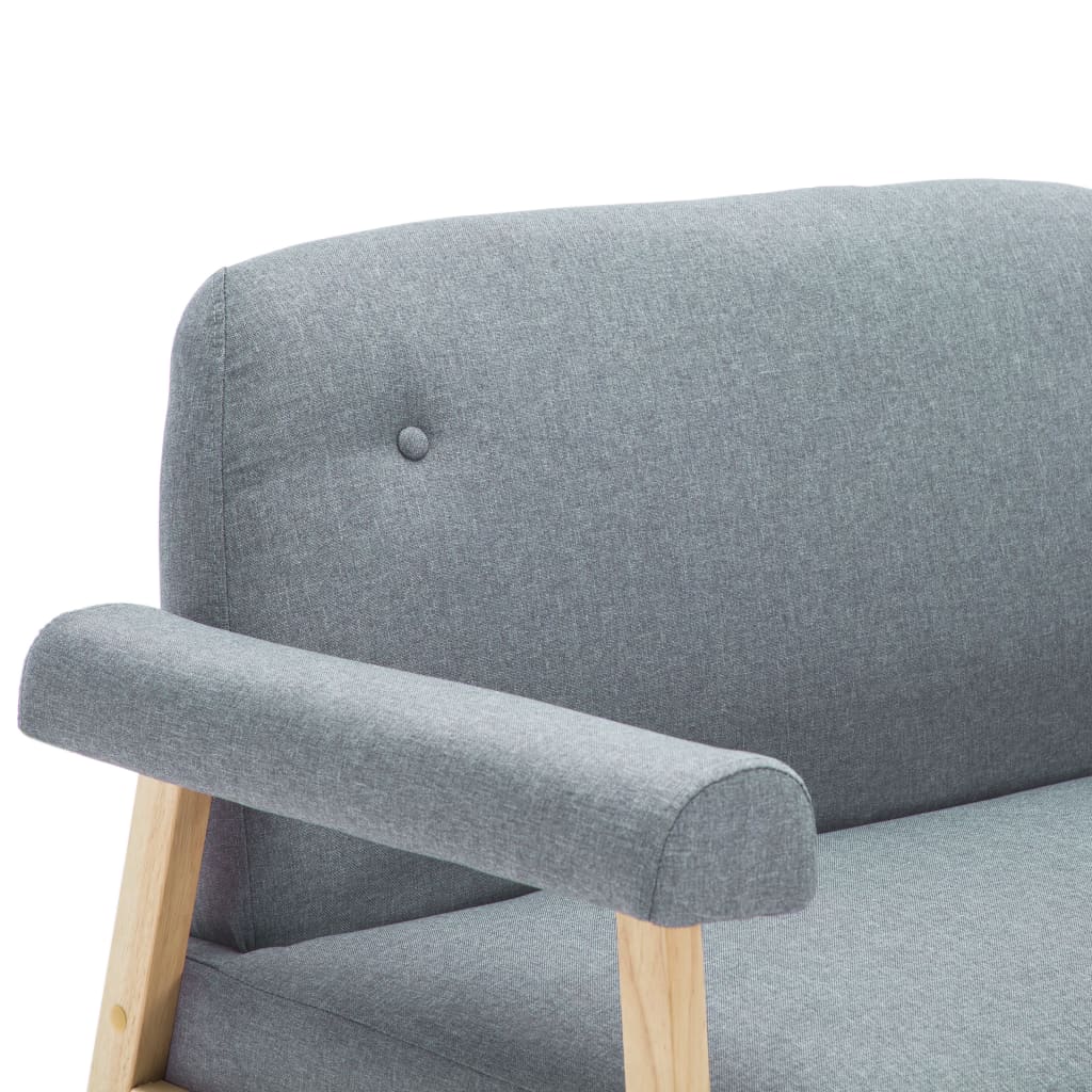 vidaXL Sofa 2-osobowa tapicerowana tkaniną, jasnoszara