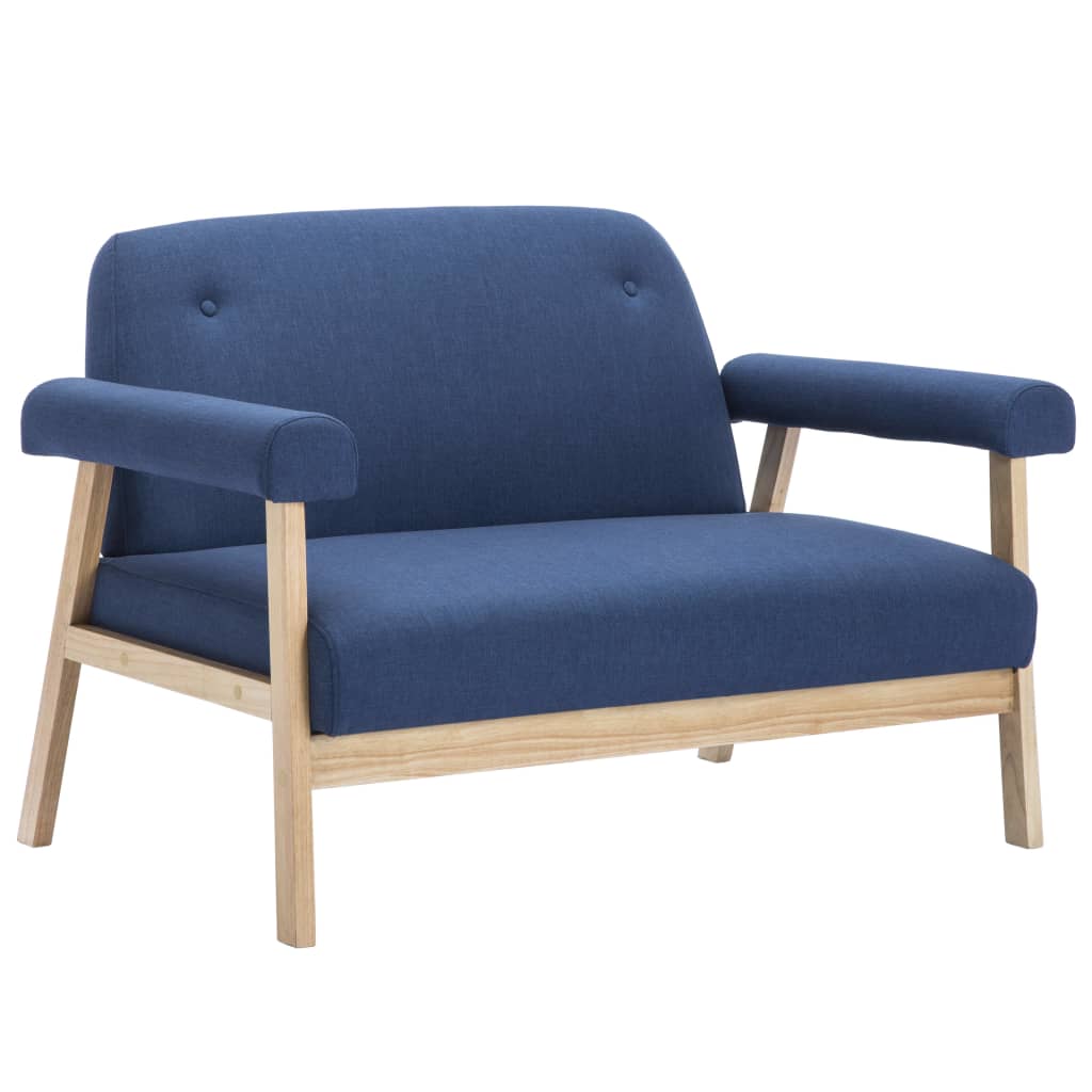 vidaXL 2-osobowa sofa tapicerowana tkaniną, niebieska